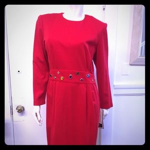 Vintage Rhinestone Red Dress Size 11/12